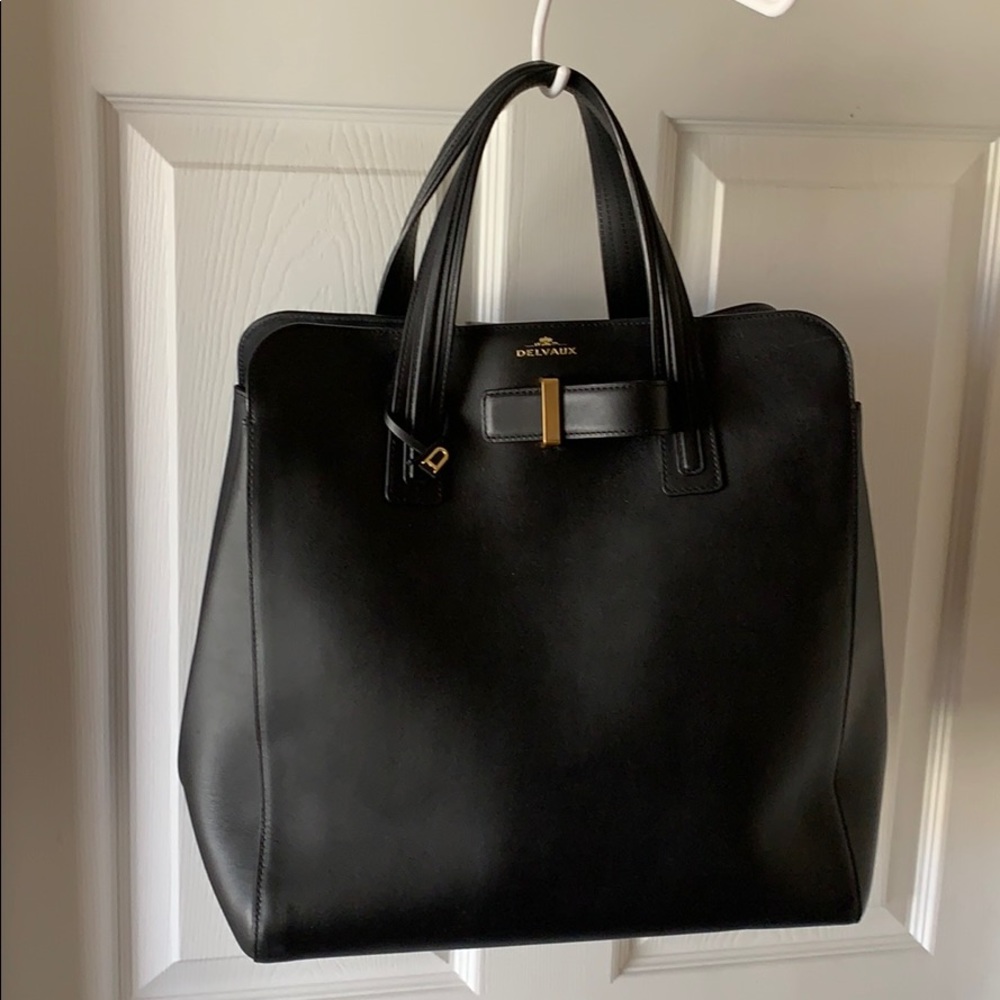 SOLD-Like New Black Delvaux Simplissime Tote